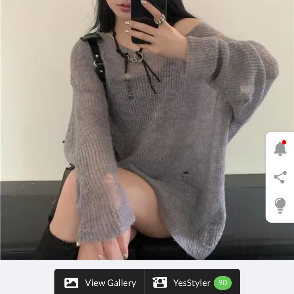 Thin ripped sweater Y2K